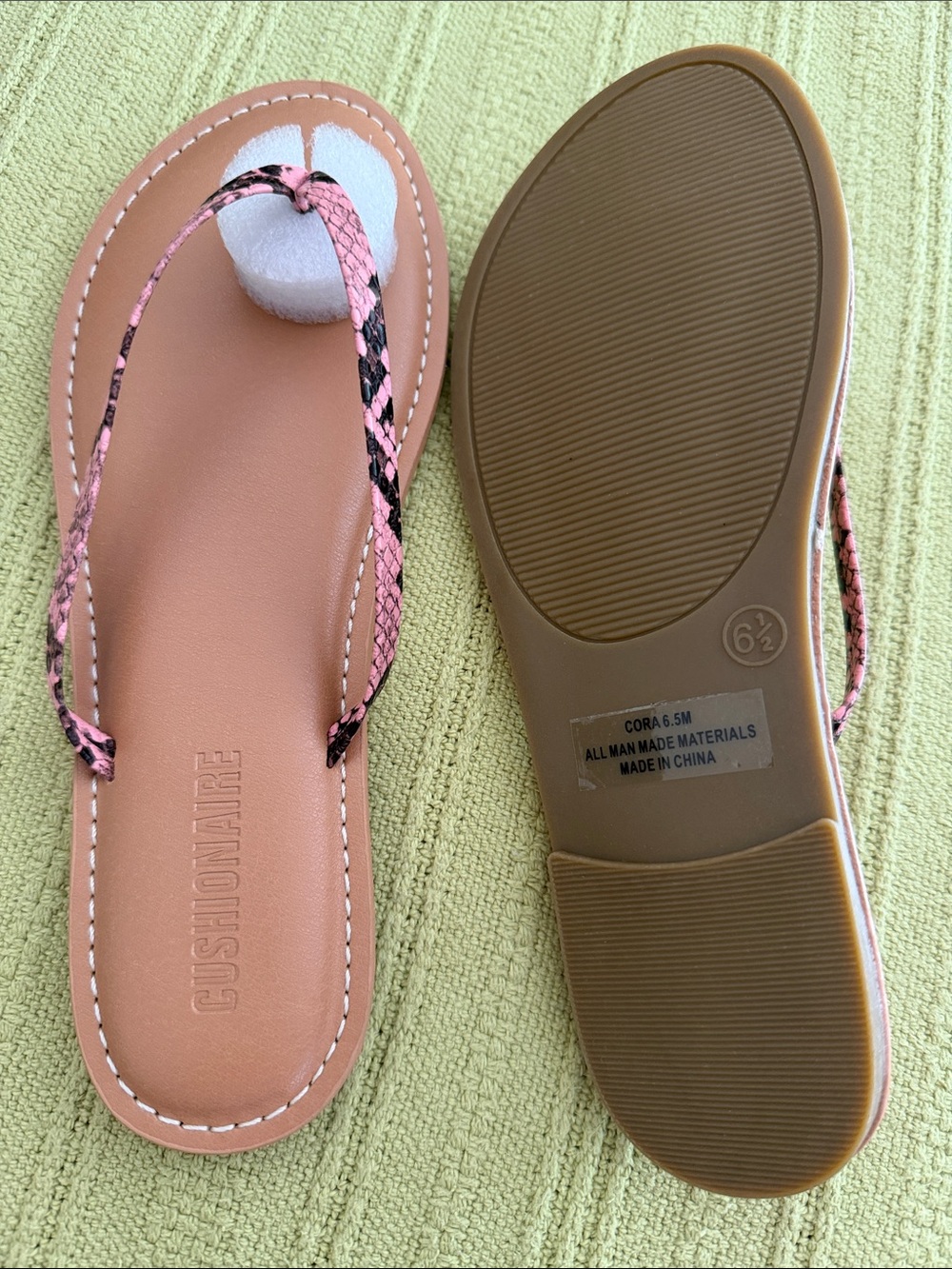 Cushionaire Coral Pink Braided Thong Sandals - Women's Casual Flip Flops